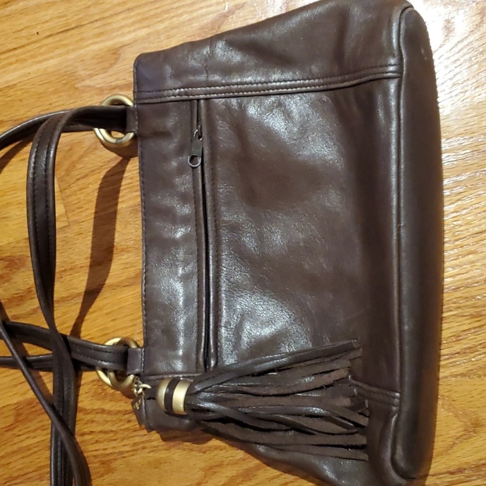 Tignanello leather bag, dk brown, gold accents, used, great condition,so…